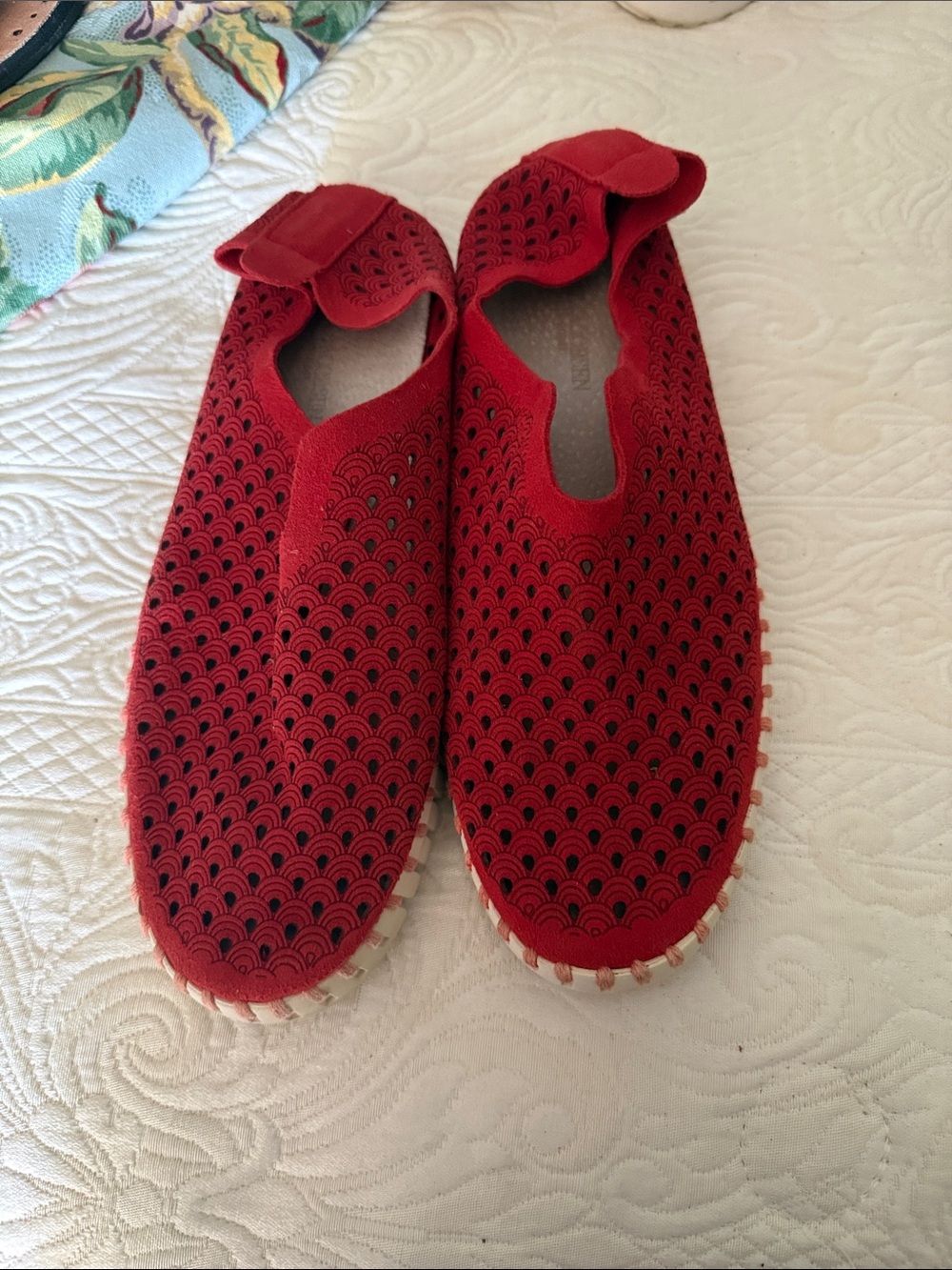 Women’s Red Perforated Slip-On Flats